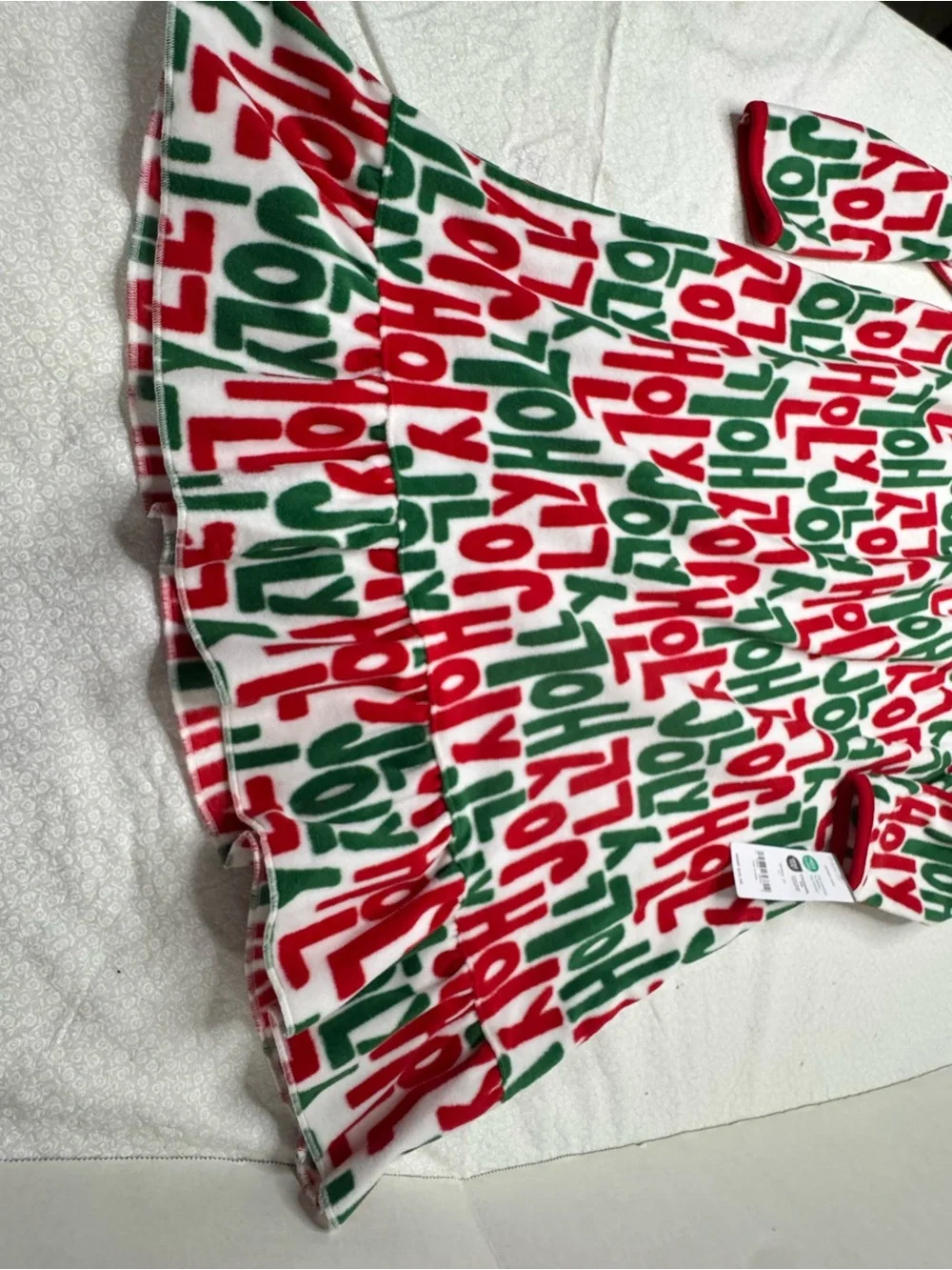 Carter’s Fleece Nightgown Holly Jolly red green lettering size 6-7 NEW With Tag